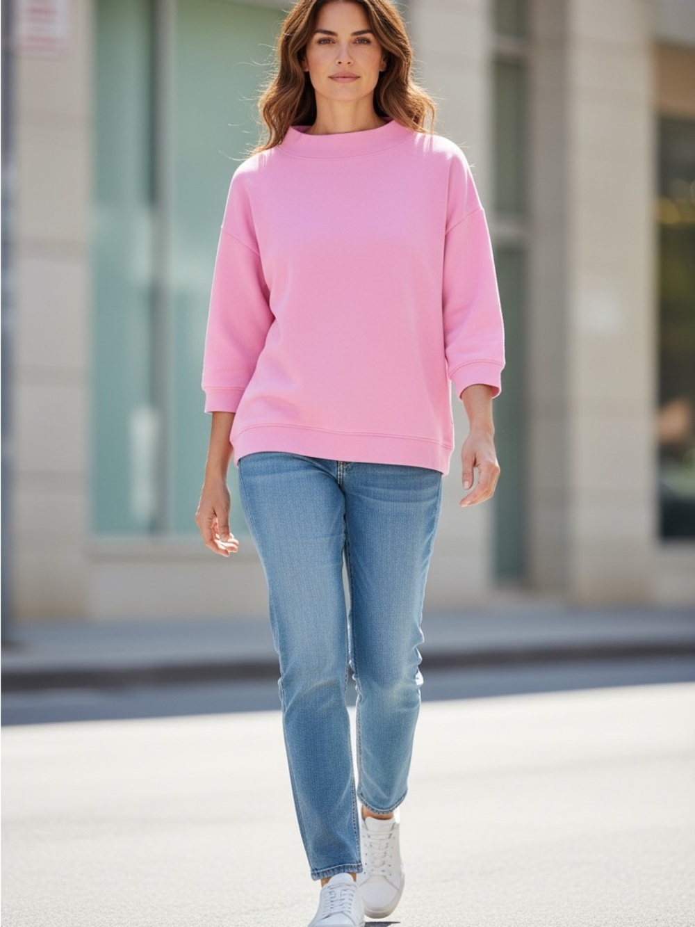 Talbots Petite Pink Sweatshirt Pullover Long sleeves fleece lined